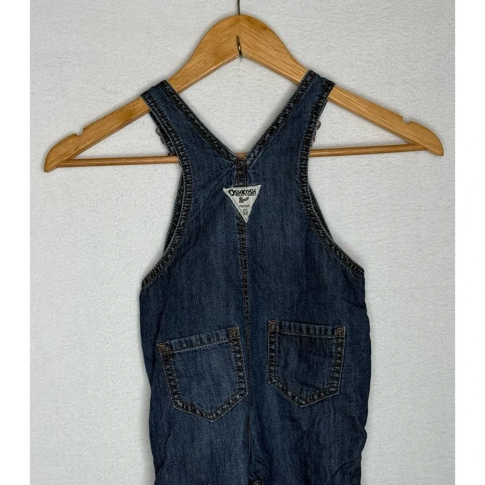 OshKosh B'Gosh 18M Plaid Lined Denim Bib Overalls Toddler Classic Carpenter EUC